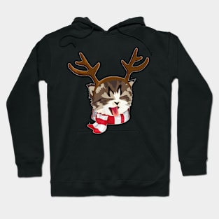 Cat Christmas Reindeer Antlers Funny Catmas Xmas Girls Kids Hoodie